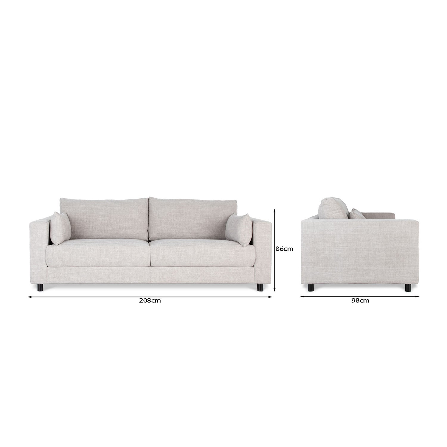 Alex Fabric 3 Seat Sofa