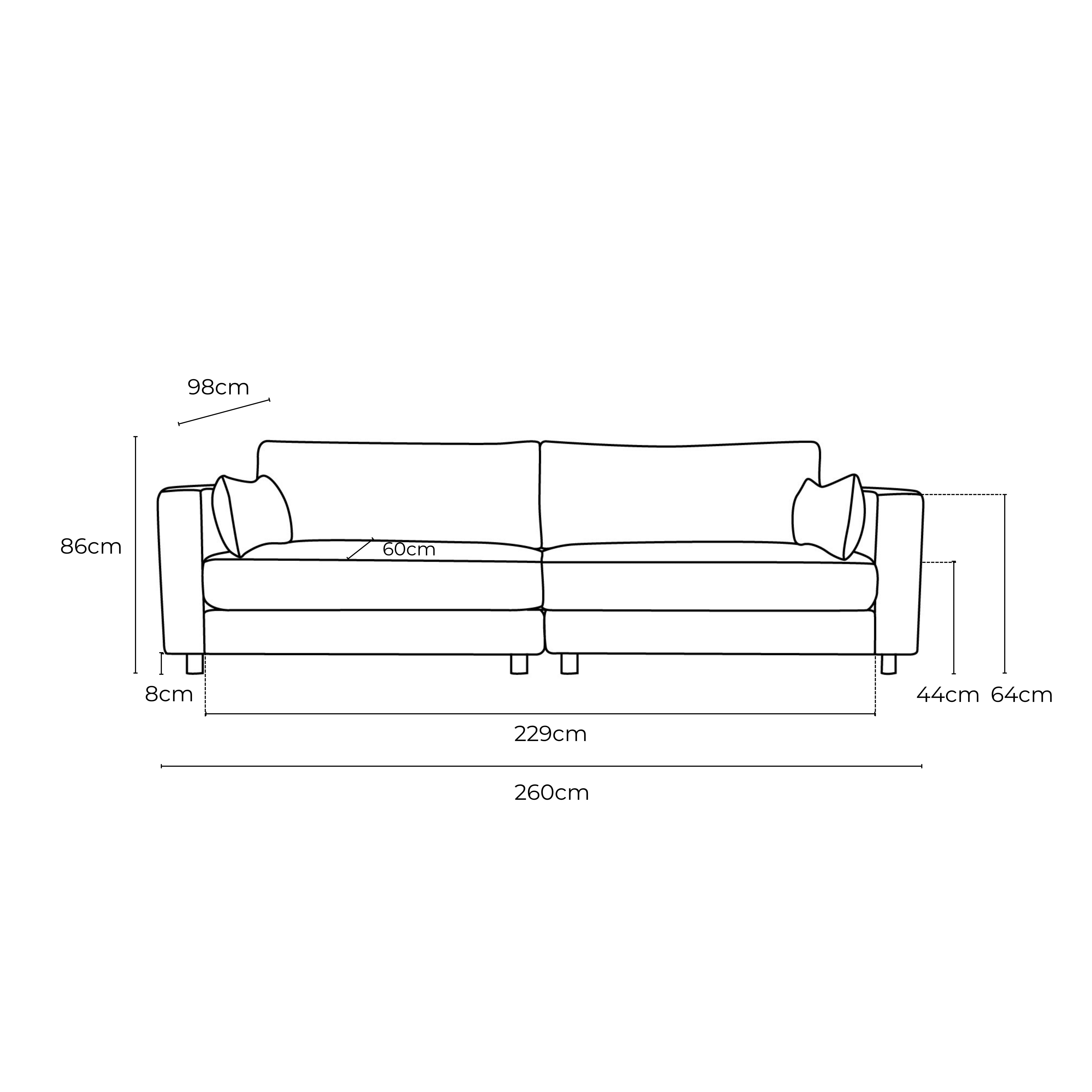 Alex Fabric 4 Seat Sofa