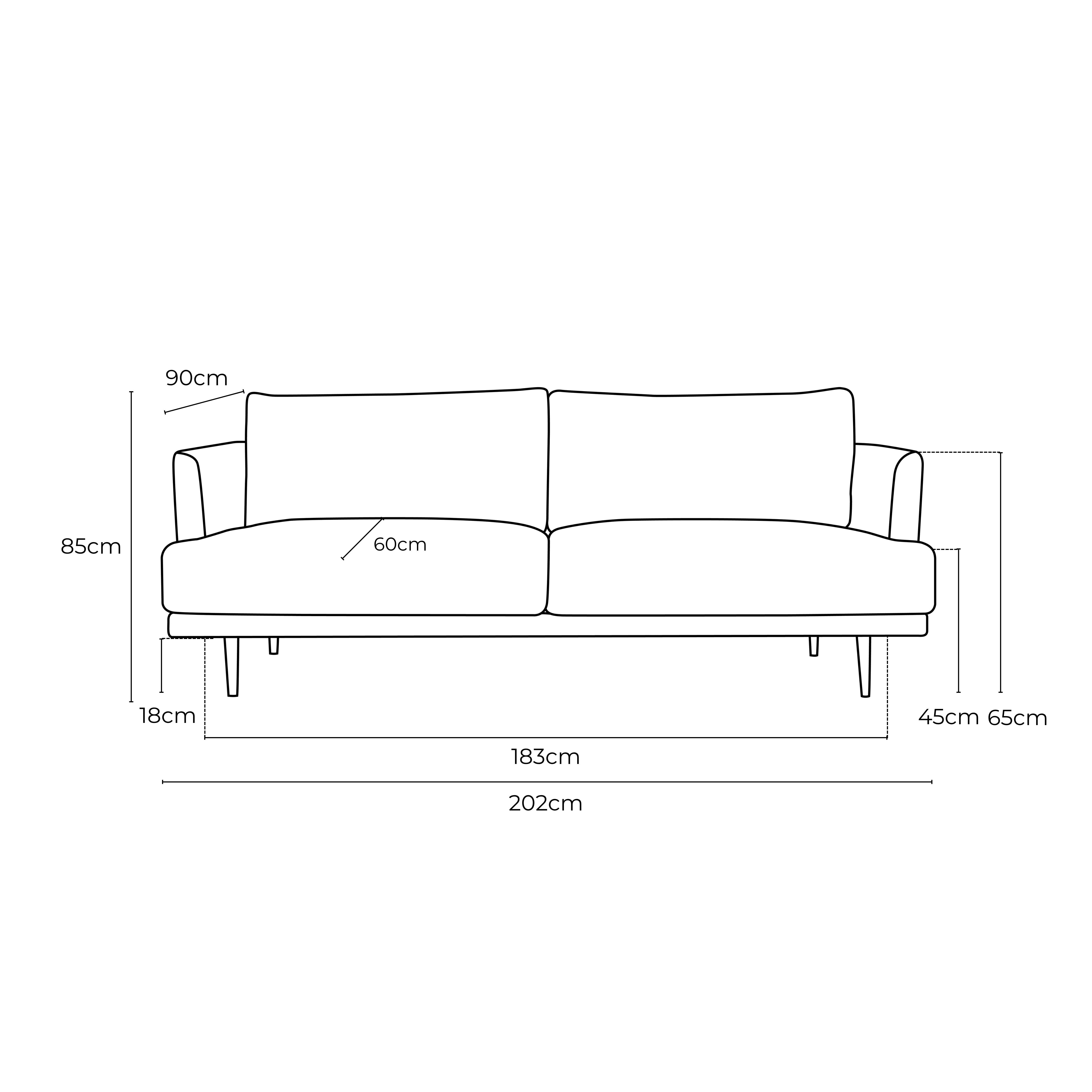 Aubrey Fabric 3 Seat Sofa