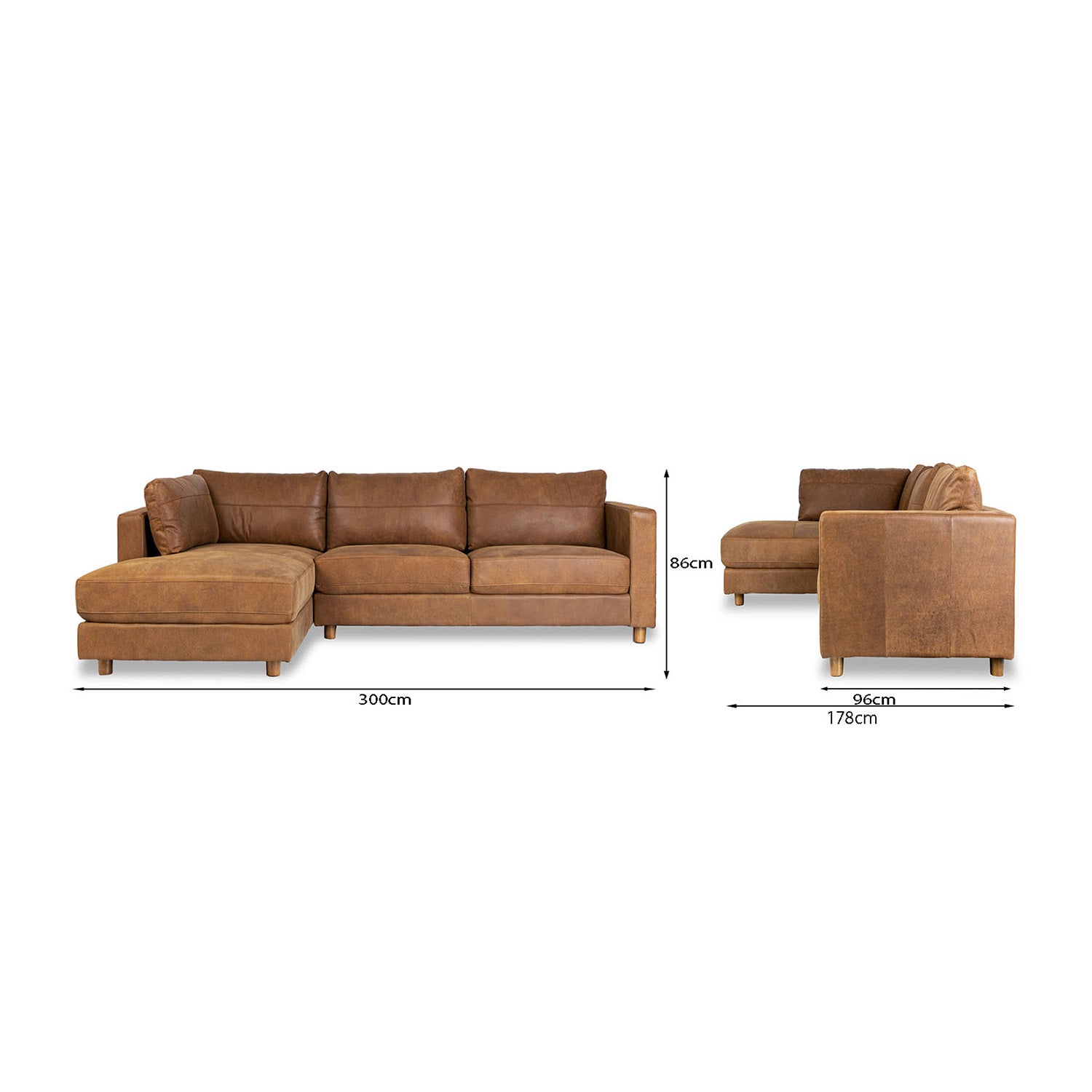 Barcelona Leather Left Side Facing Chaise Lounge