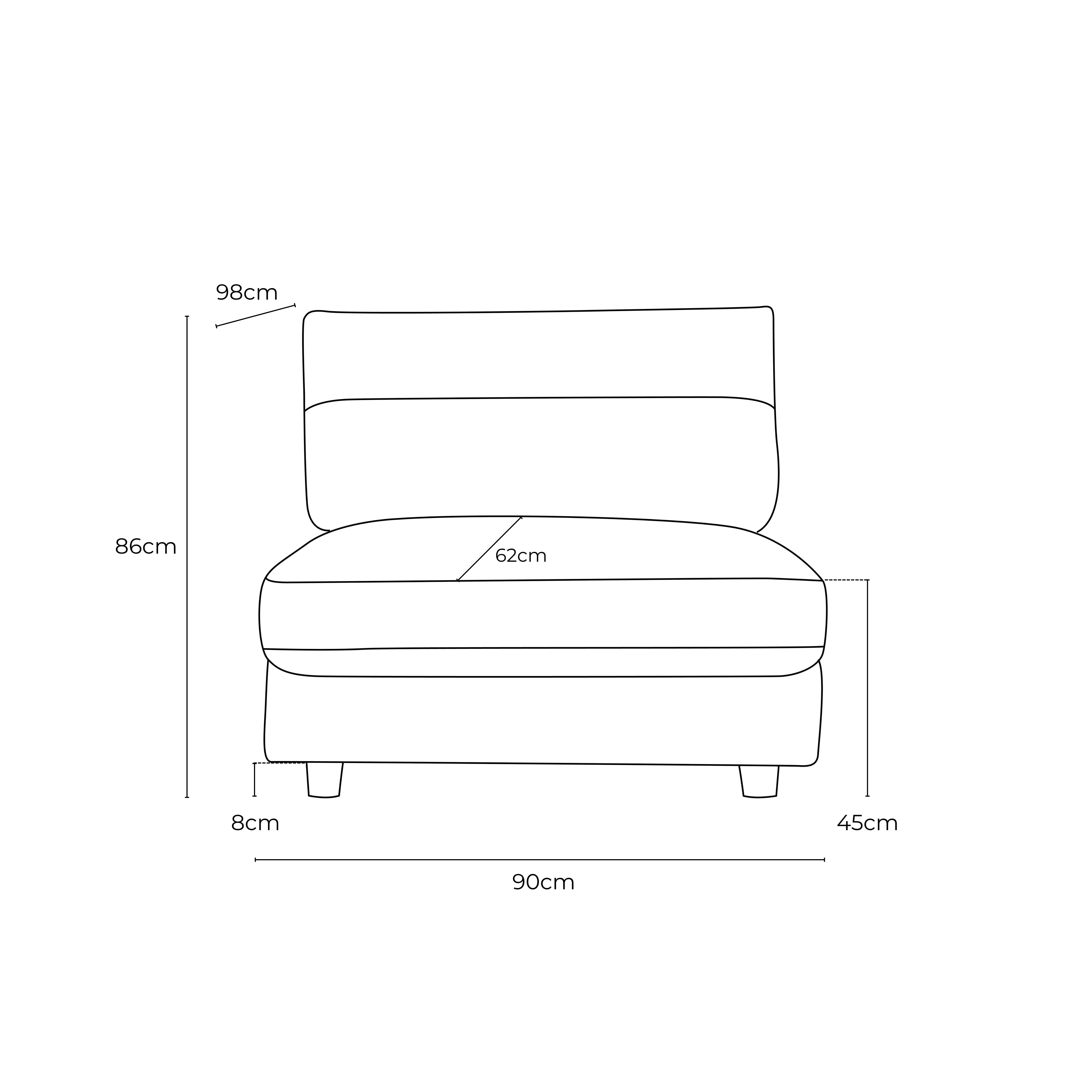 Barcelona Leather 1.5 Armless Chair