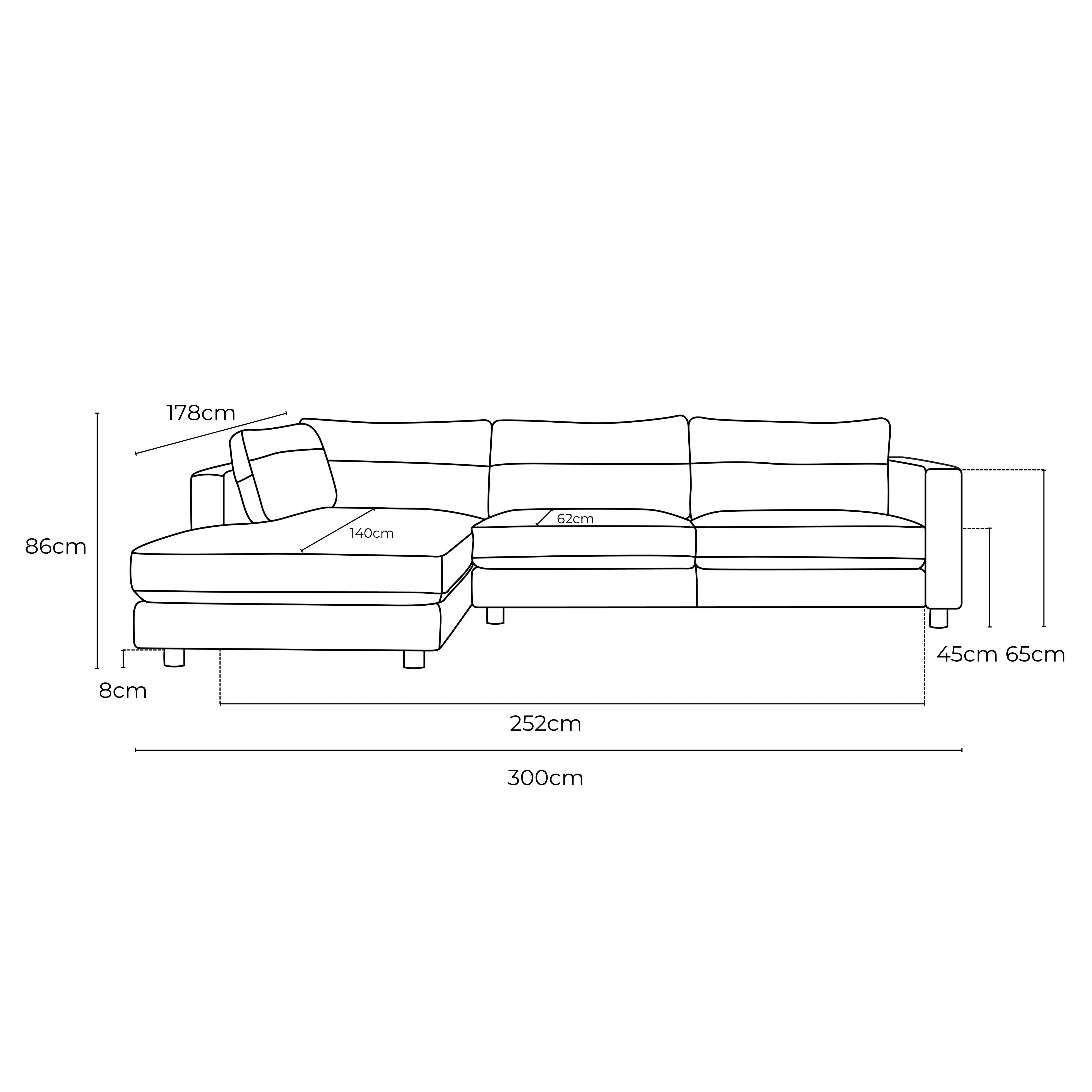 Barcelona Leather Left Side Facing Chaise Lounge