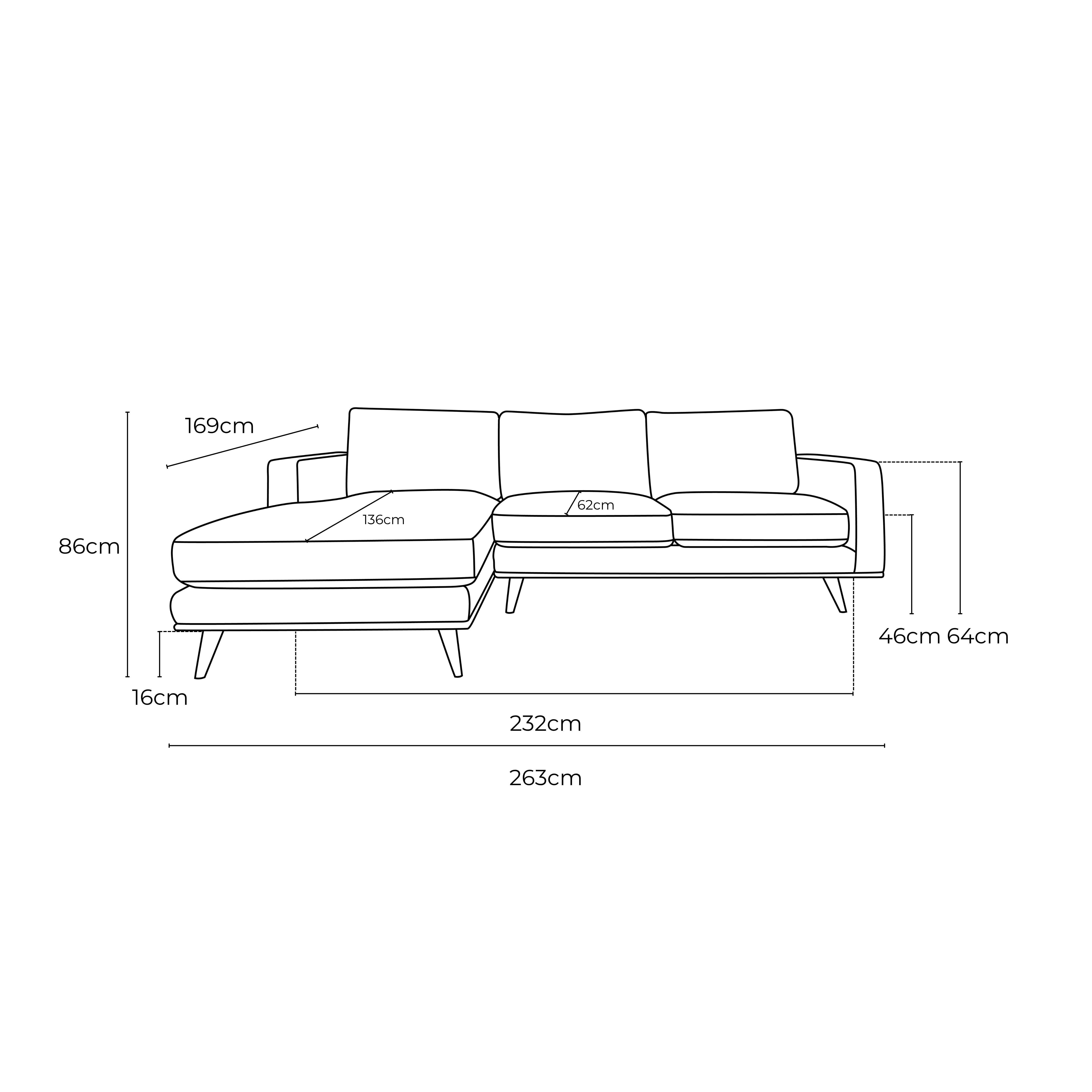 Boston Fabric Left Side Facing Chaise Lounge