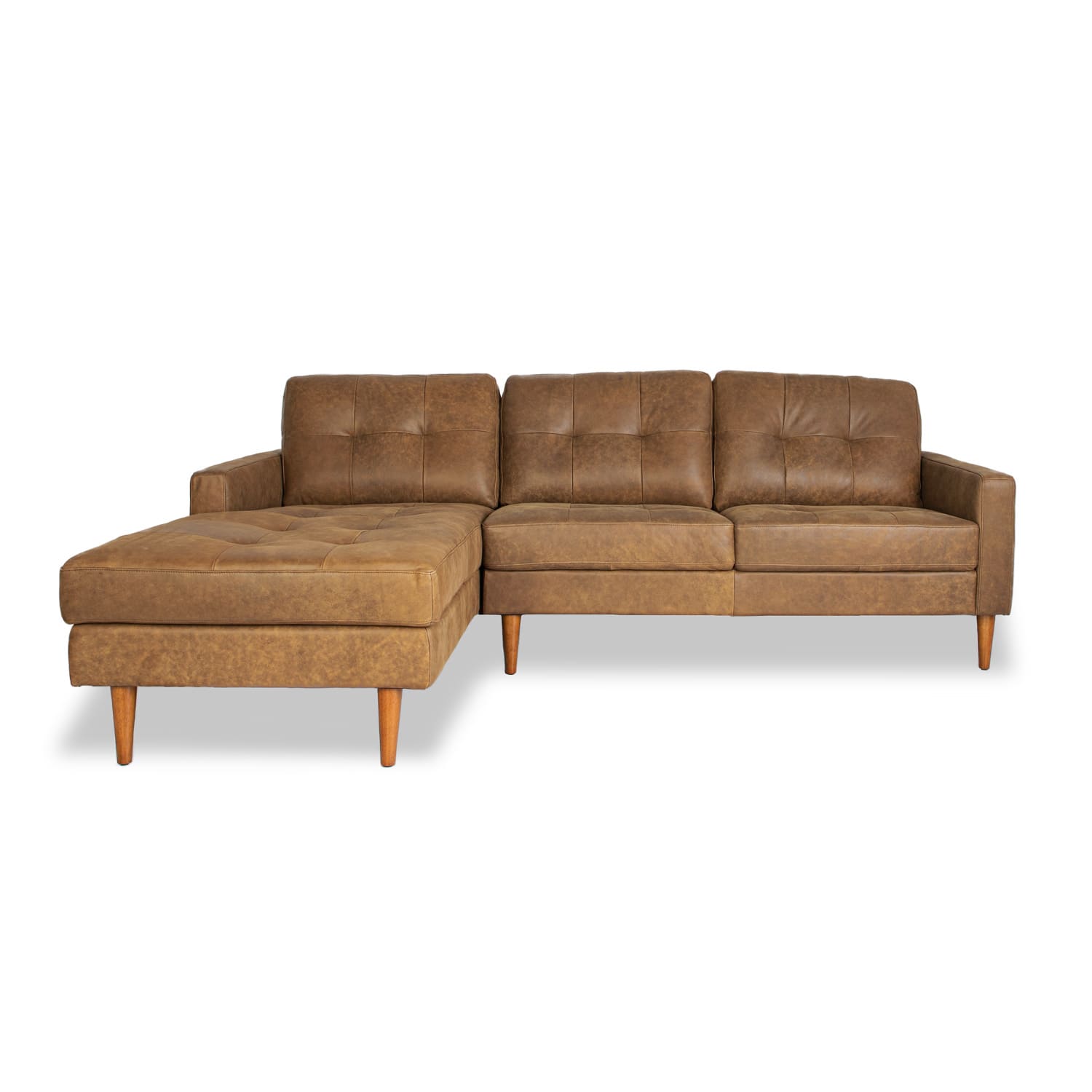 Classic Leather Left Side Facing Chaise Lounge in Brumby Natural Online Warehouse Sale