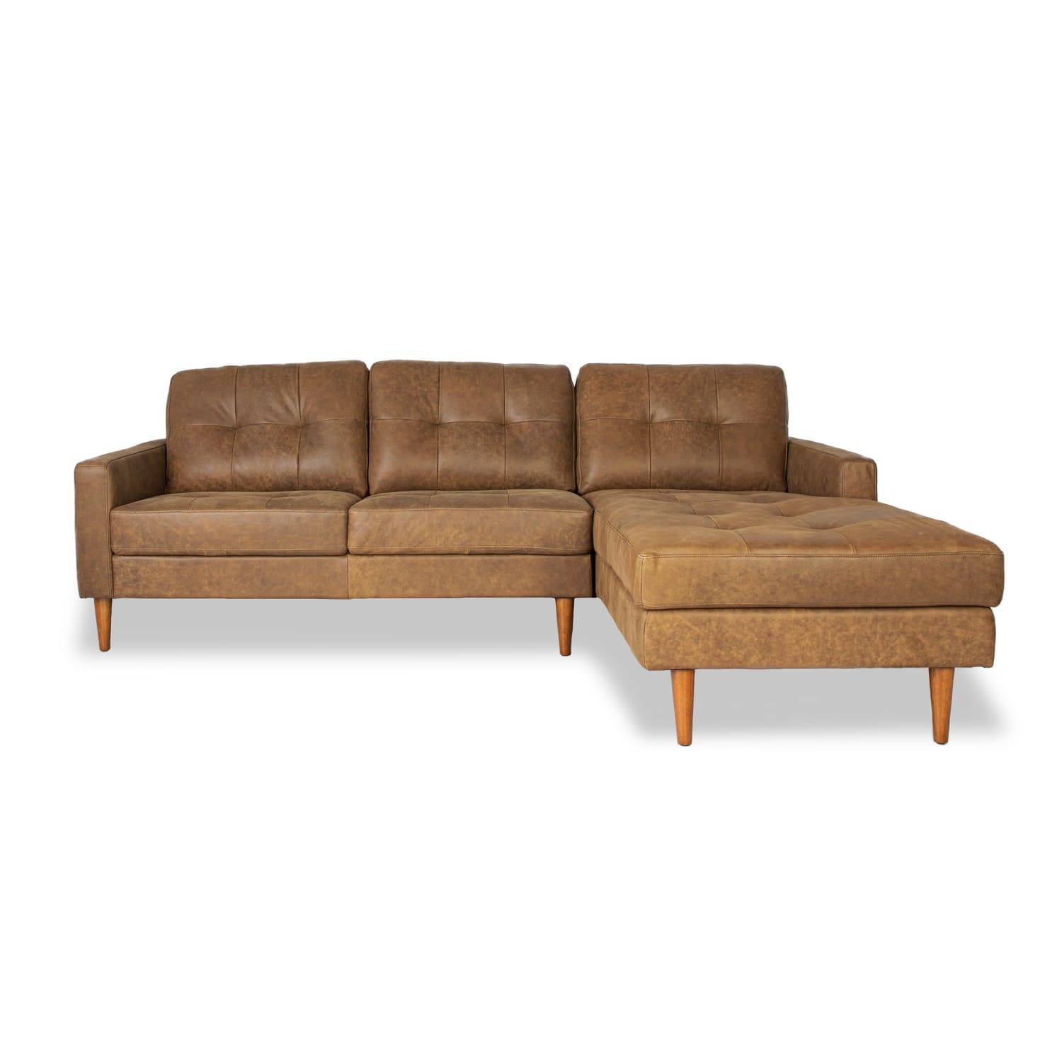 Classic Leather Right Side Facing Chaise Lounge in Brumby Natural Online Warehouse Sale