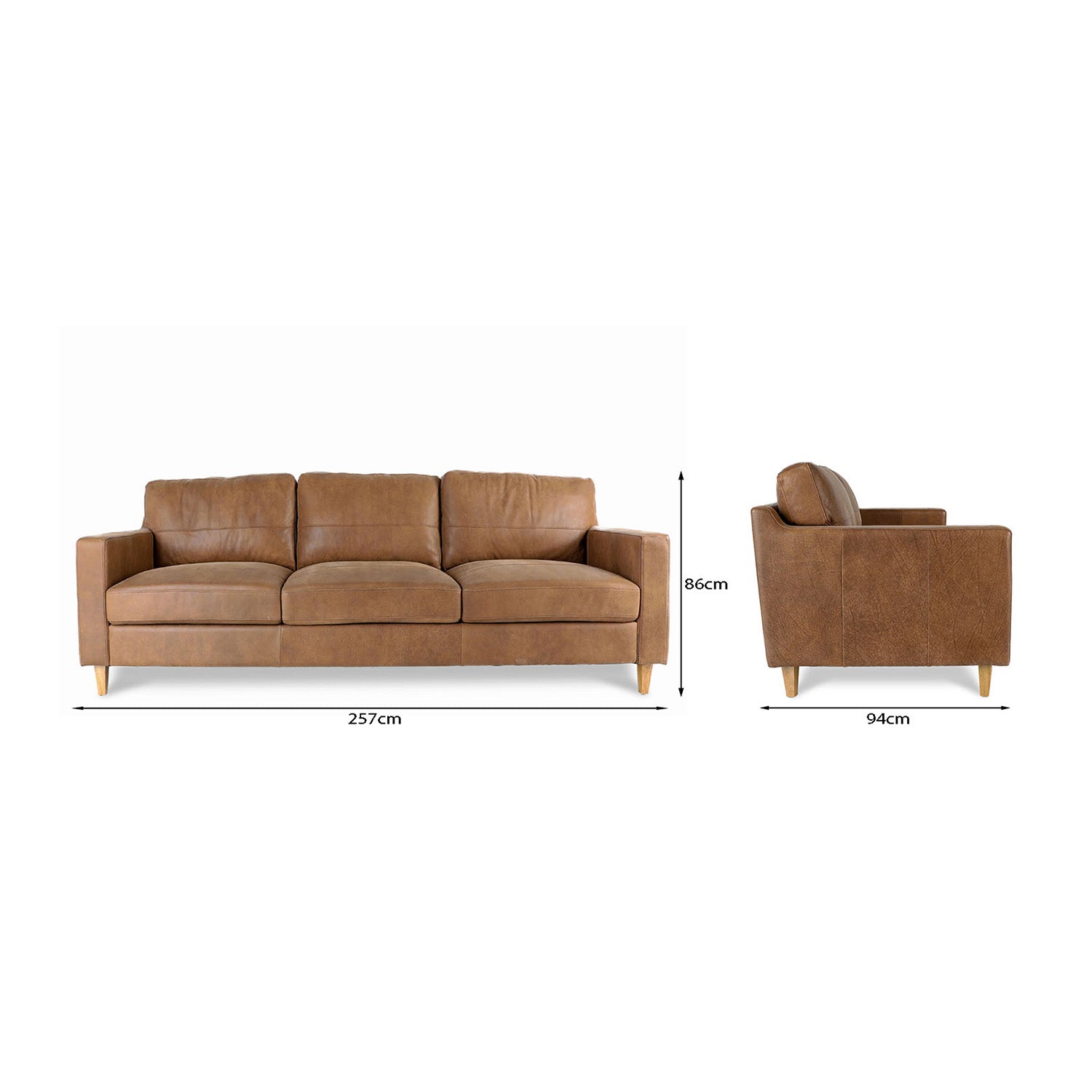 Cara Leather 3.5 Seat Sofa