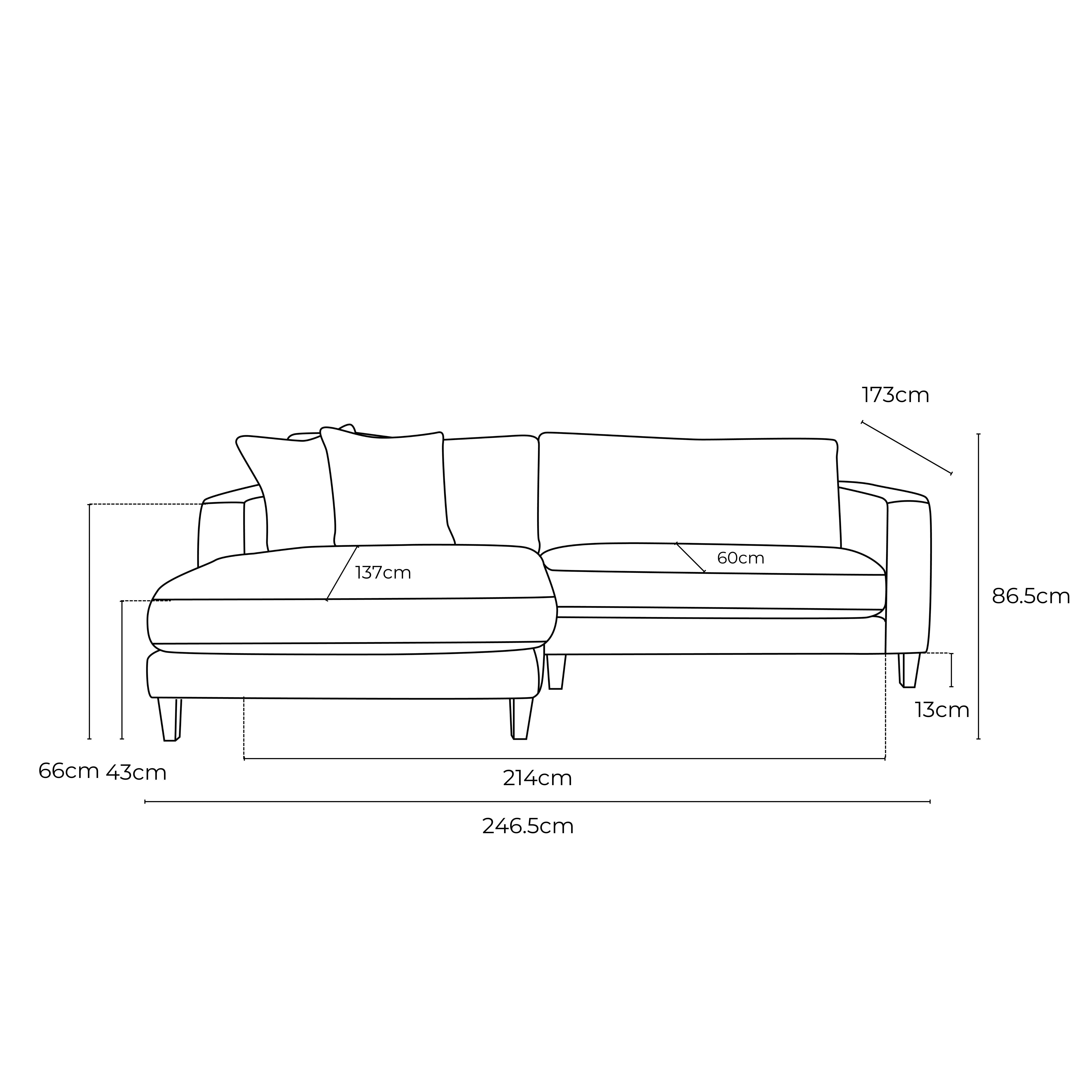 Chelsea Petite 2.5 Seat + Chaise LSF