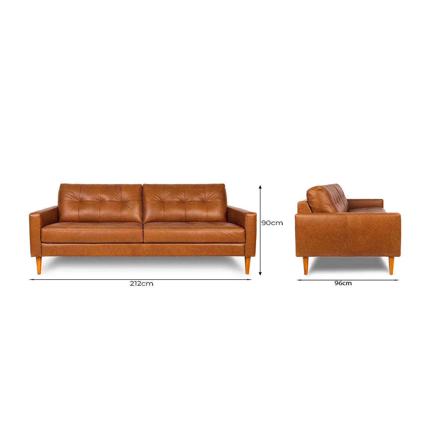 Classic Leather 3 Seat Sofa in Vintage Honey