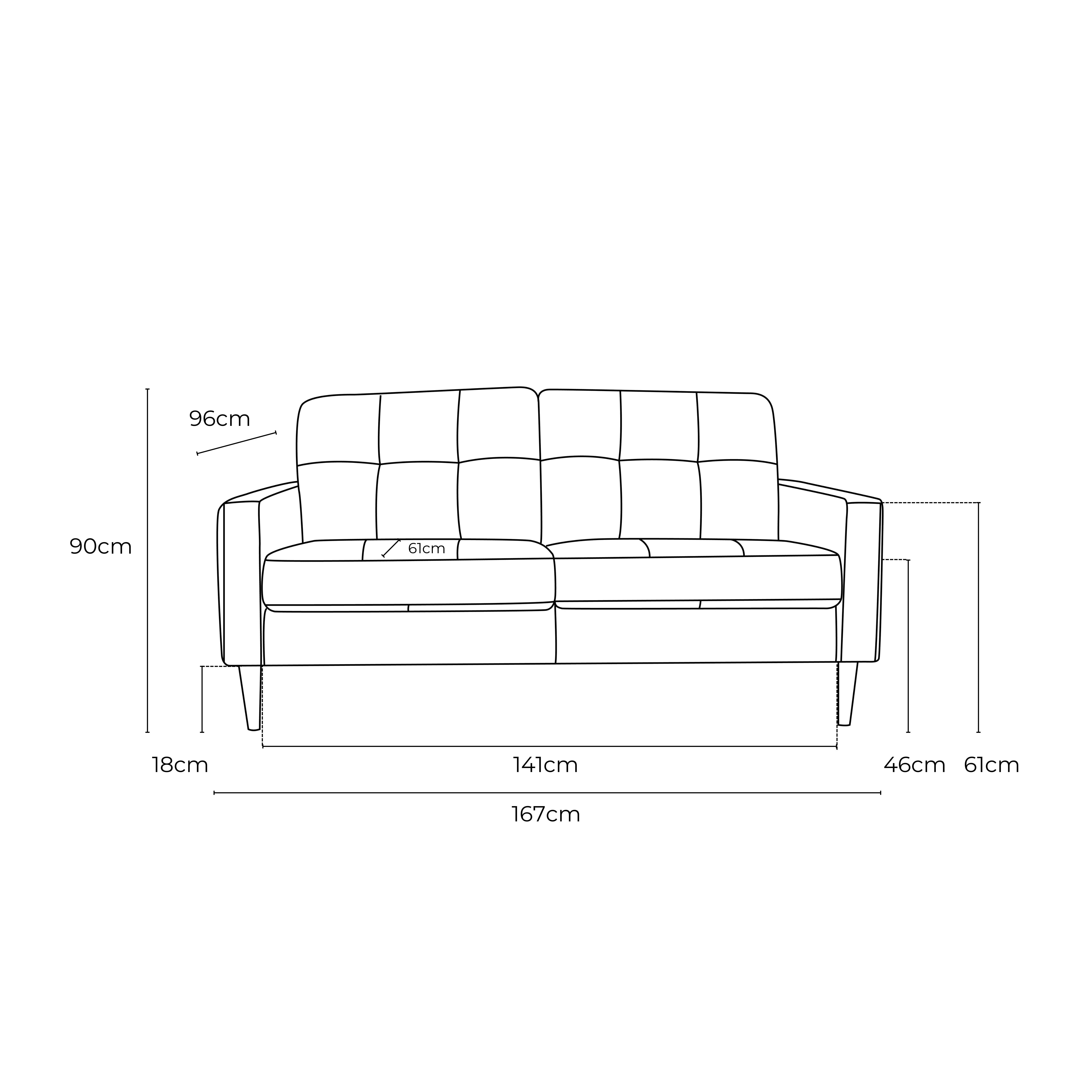 Classic Fabric 2.5 Seat Sofa