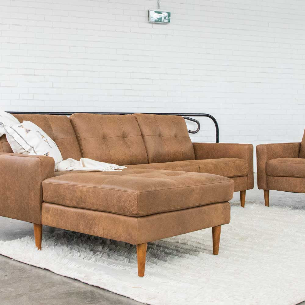 Classic Leather Left Side Facing Chaise Lounge