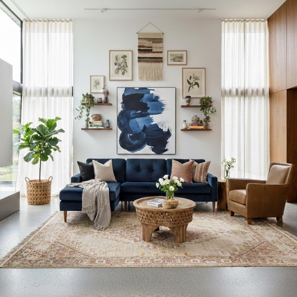 Classic Fabric Left Side Facing Chaise Lounge