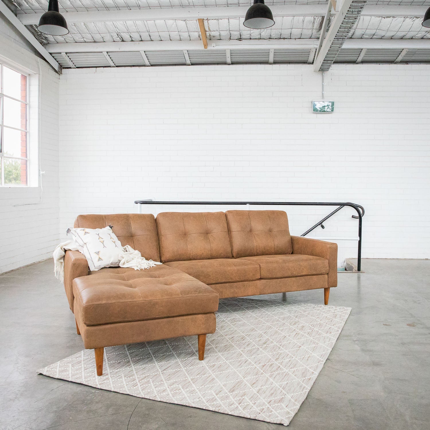 Classic Leather Left Side Facing Chaise Lounge in Brumby Natural Online Warehouse Sale
