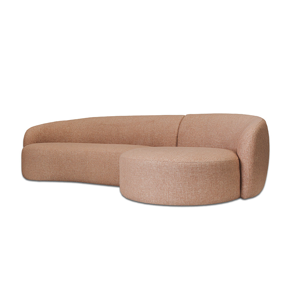 Crescent Fabric Right Side Facing Chaise Lounge in Lola Blush | The Drop