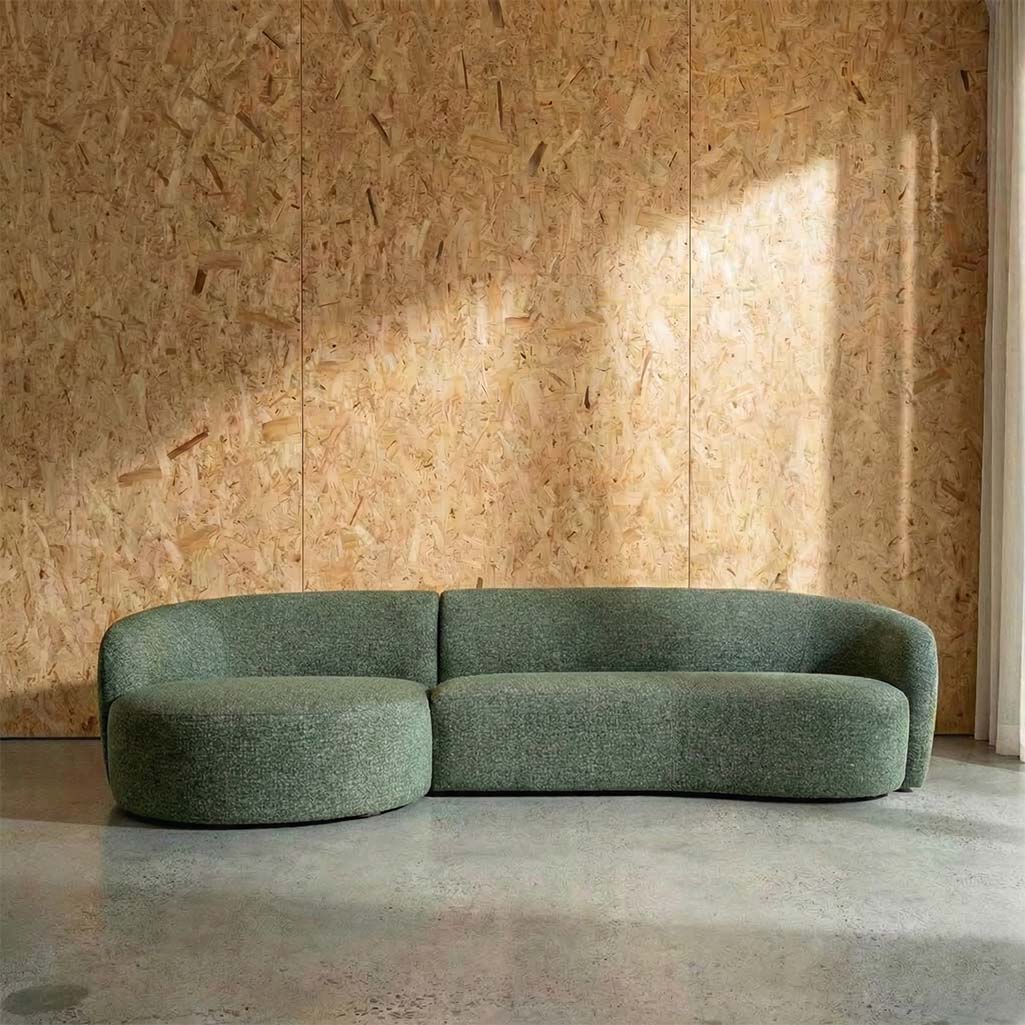 Crescent Fabric Left Side Facing Chaise Lounge