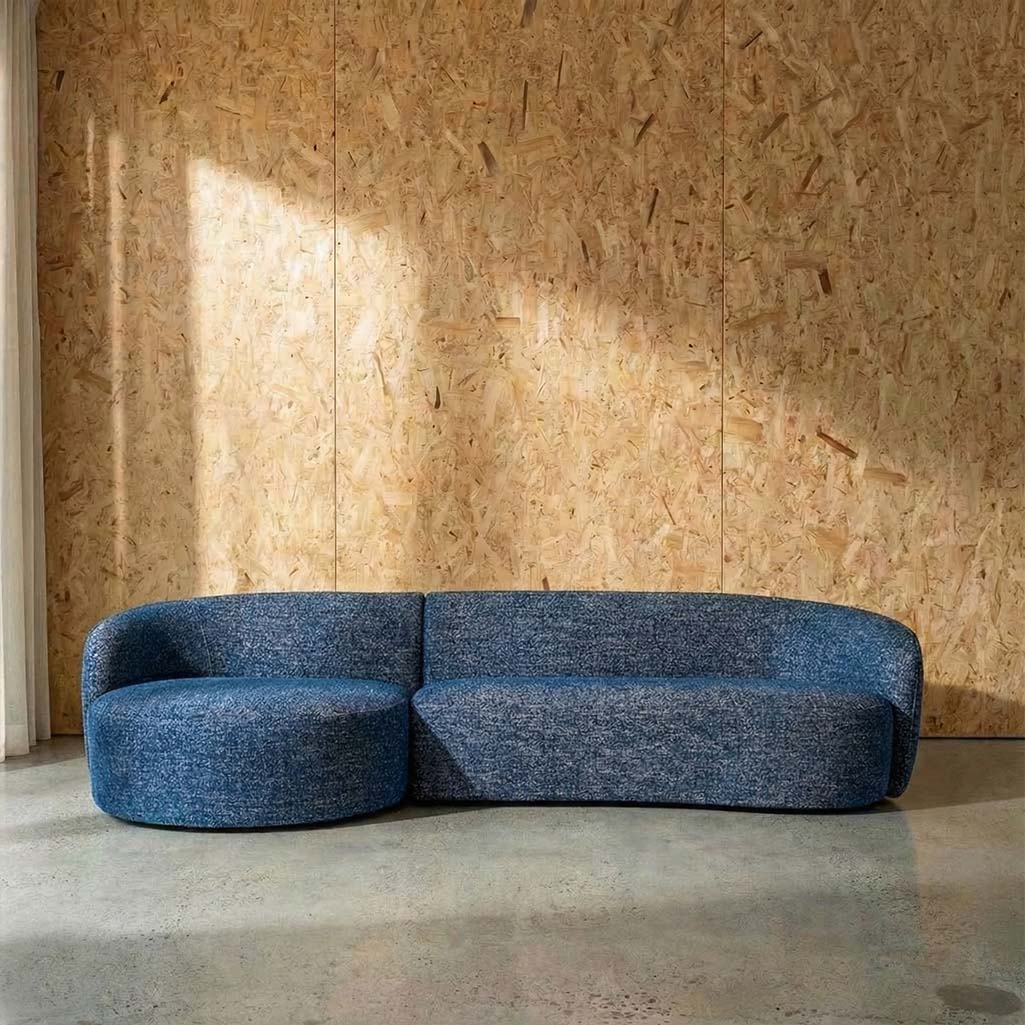 Crescent Fabric Left Side Facing Chaise Lounge