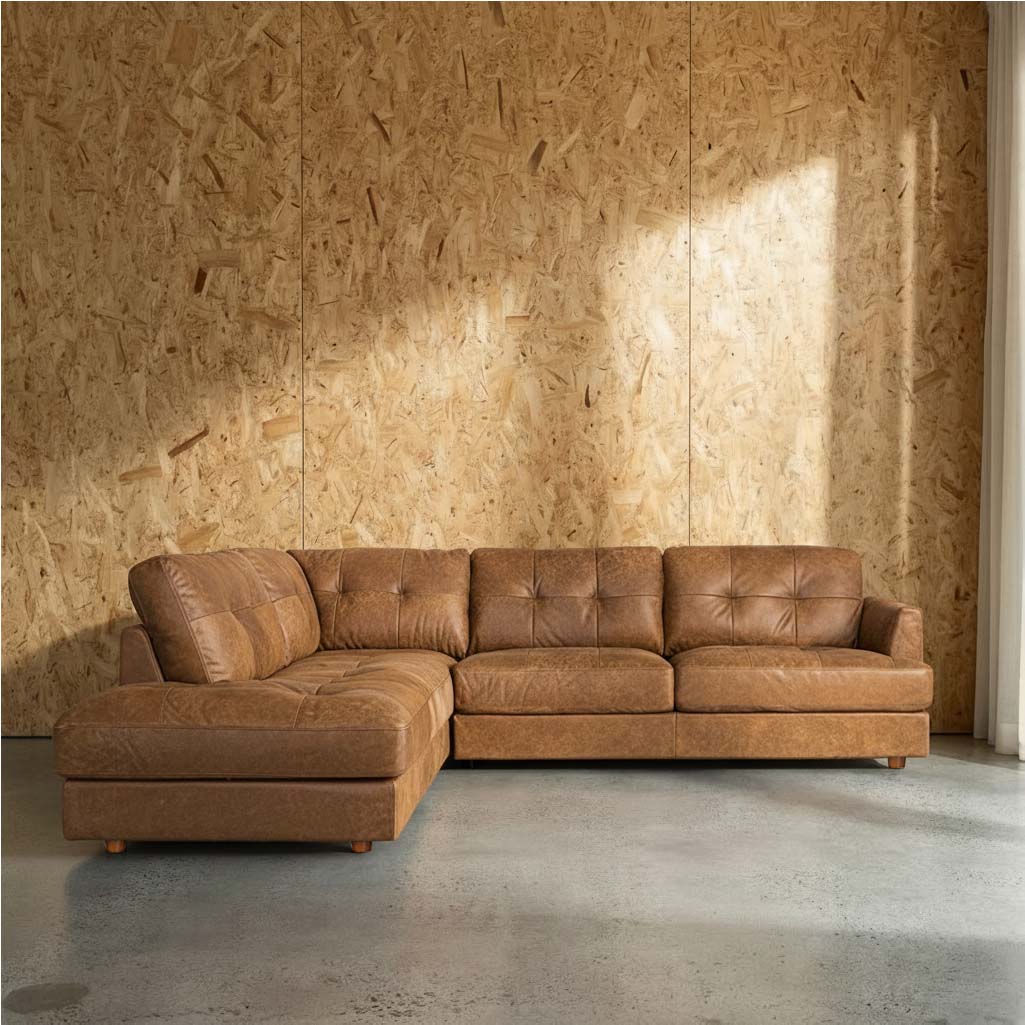 Harmony Leather Left Side Facing Chaise Lounge