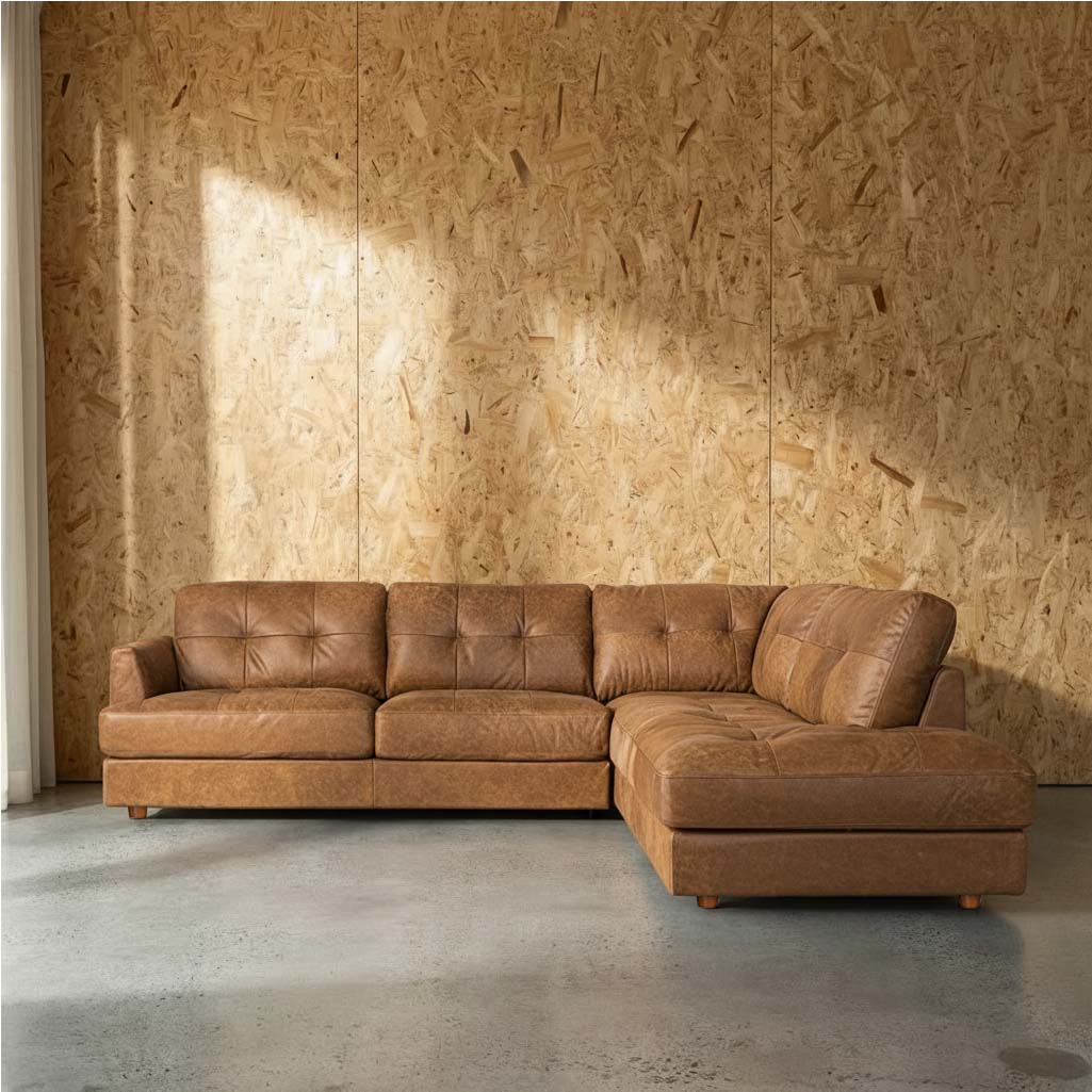 Harmony Leather Right Side Facing Chaise Lounge