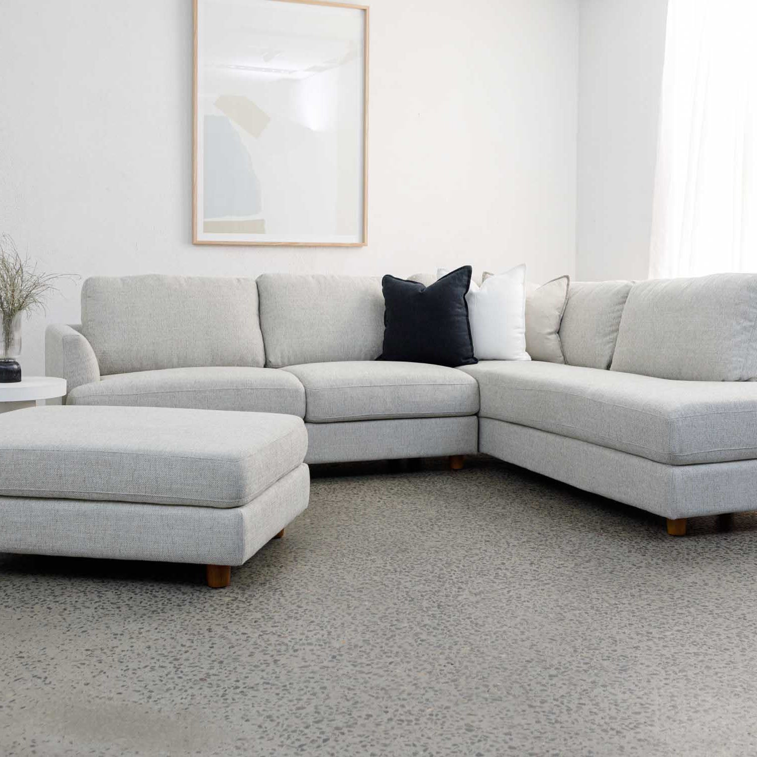 Haven Fabric Right Side Facing Chaise Lounge in Torelli Dove Online Warehouse Sale