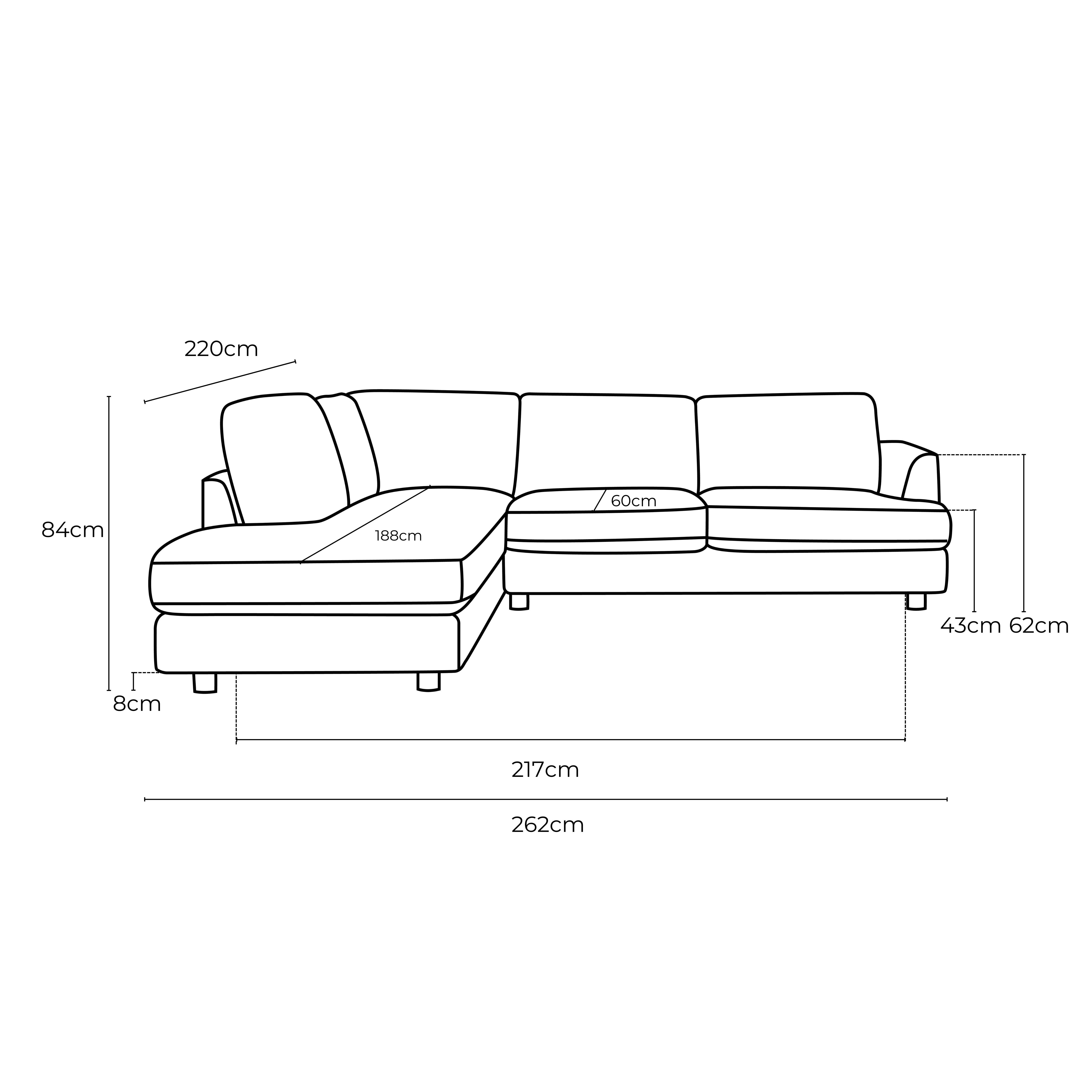 Haven Fabric Left Side Facing Chaise Lounge