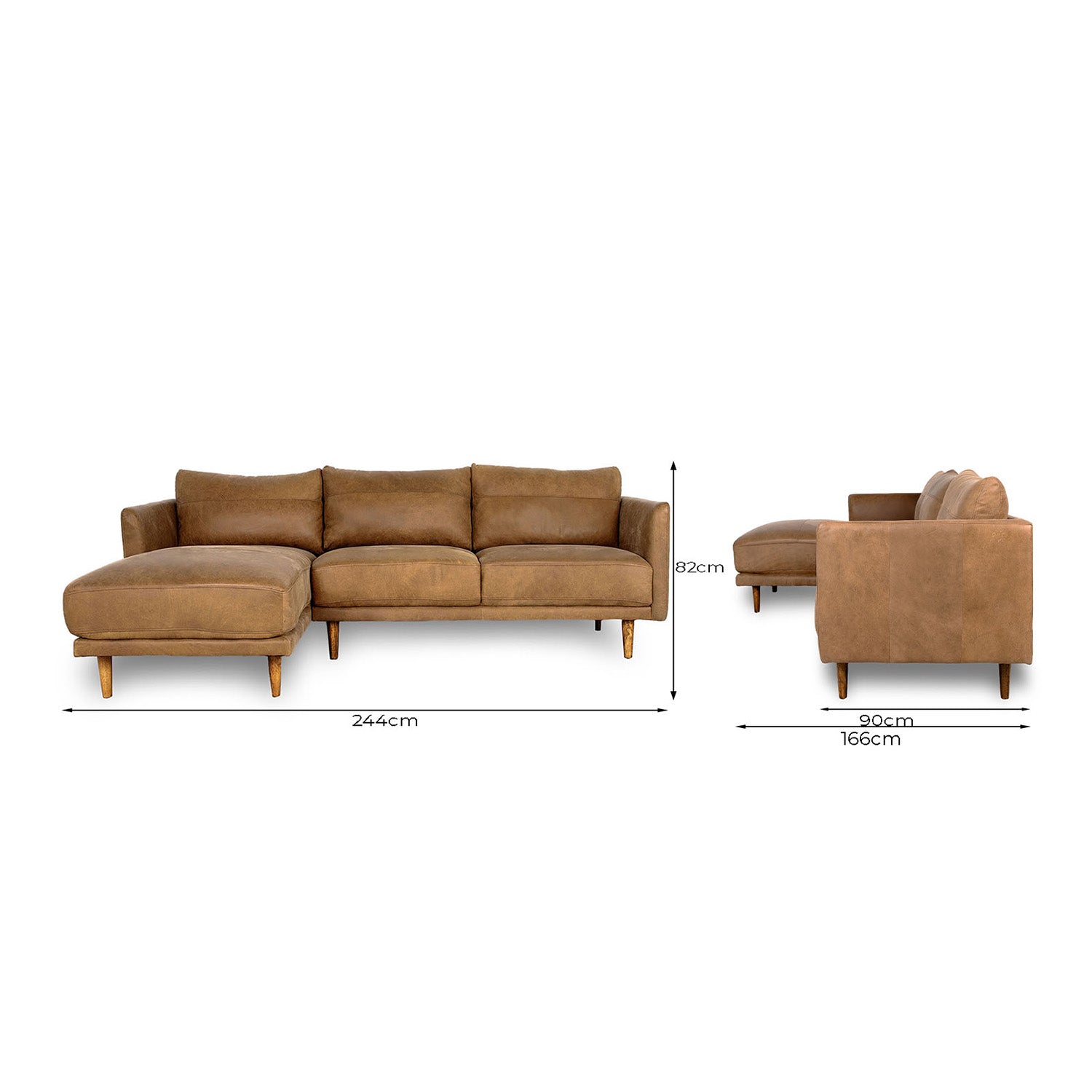 Jordie Leather Left Side Facing Chaise Lounge