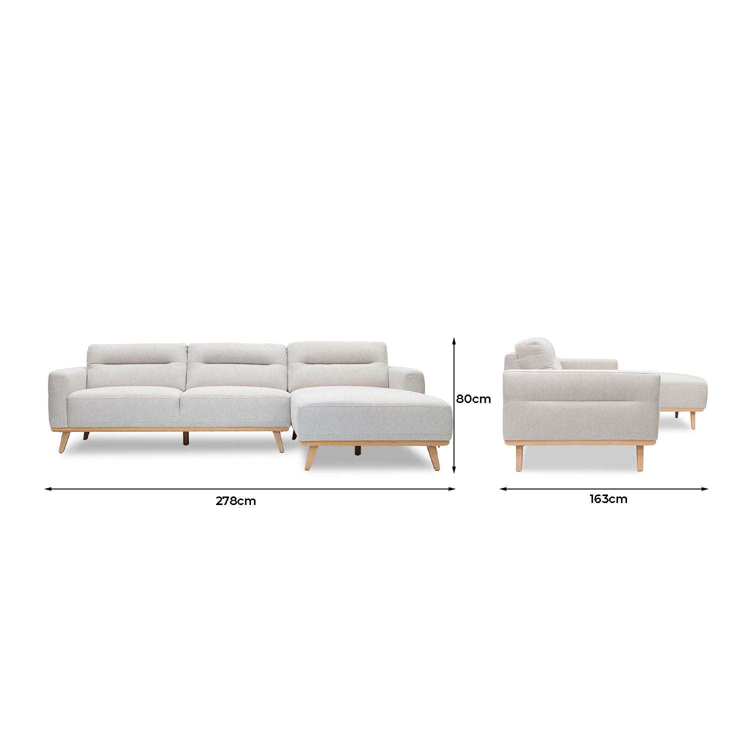 Kate Fabric Right Side Facing Chaise Lounge