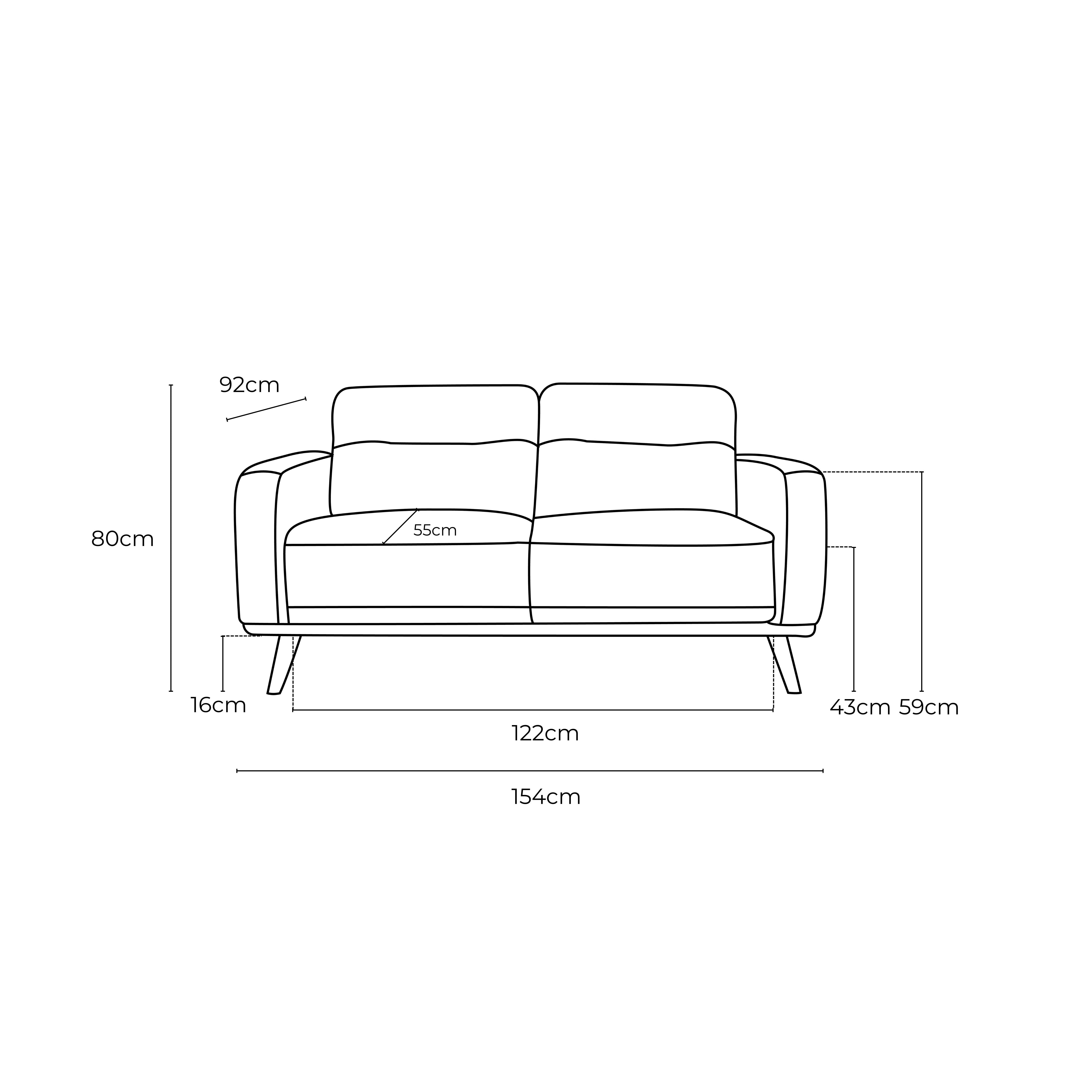 Kate Fabric 2 Seat