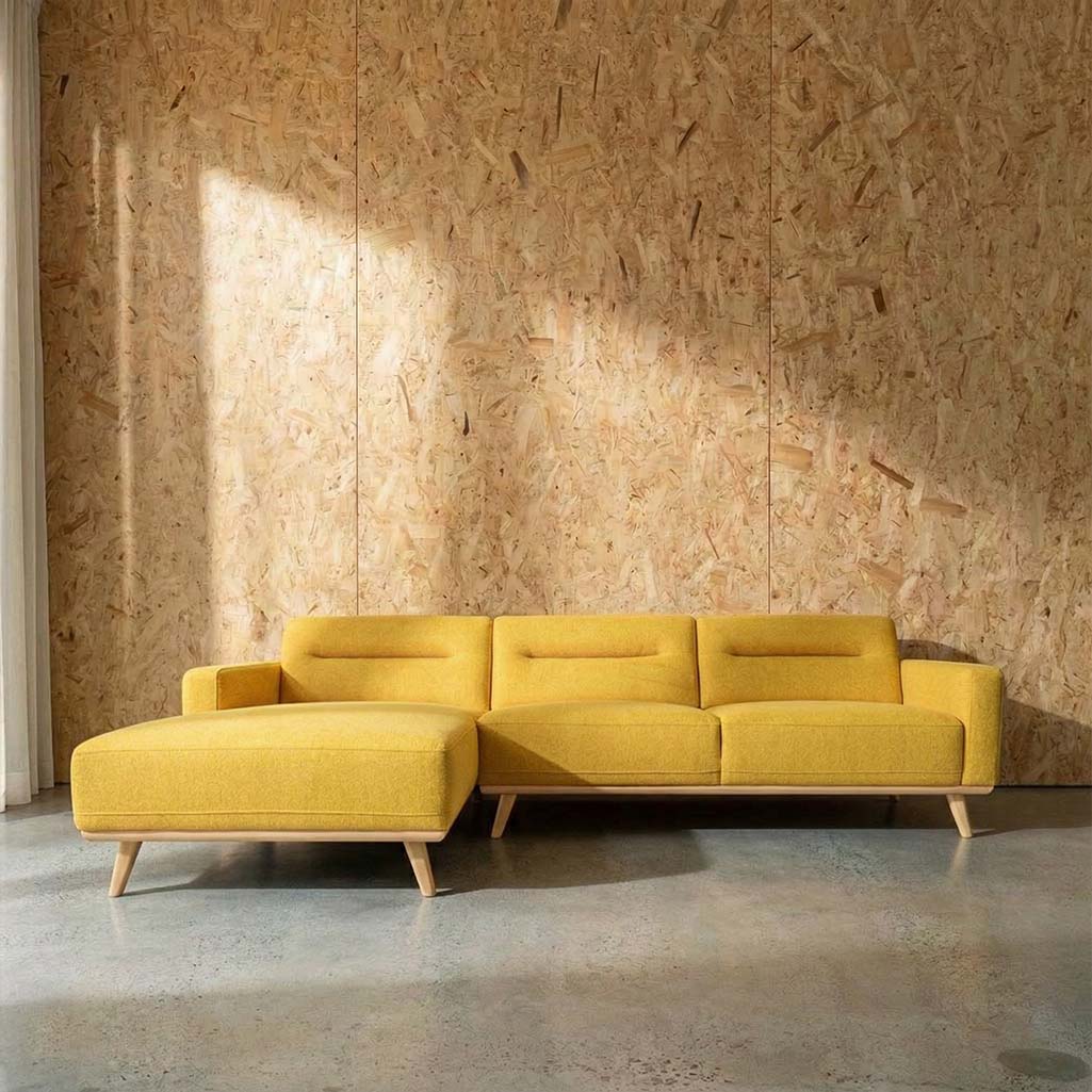 Kate Fabric Left Side Facing Chaise Lounge in Delta Marigold | The Drop