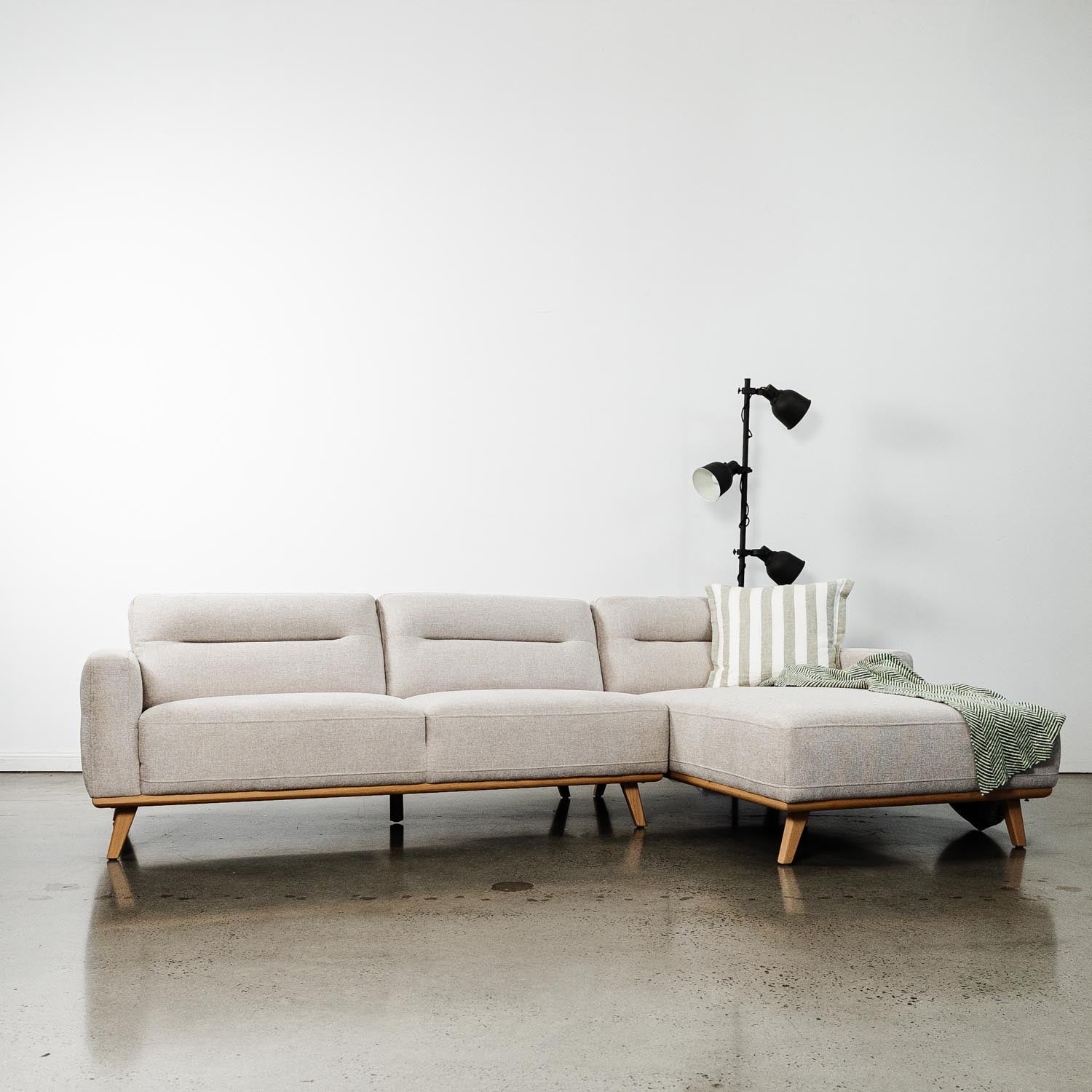 Kate Fabric Right Side Facing Chaise Lounge in Delta Linen Online Warehouse Sale