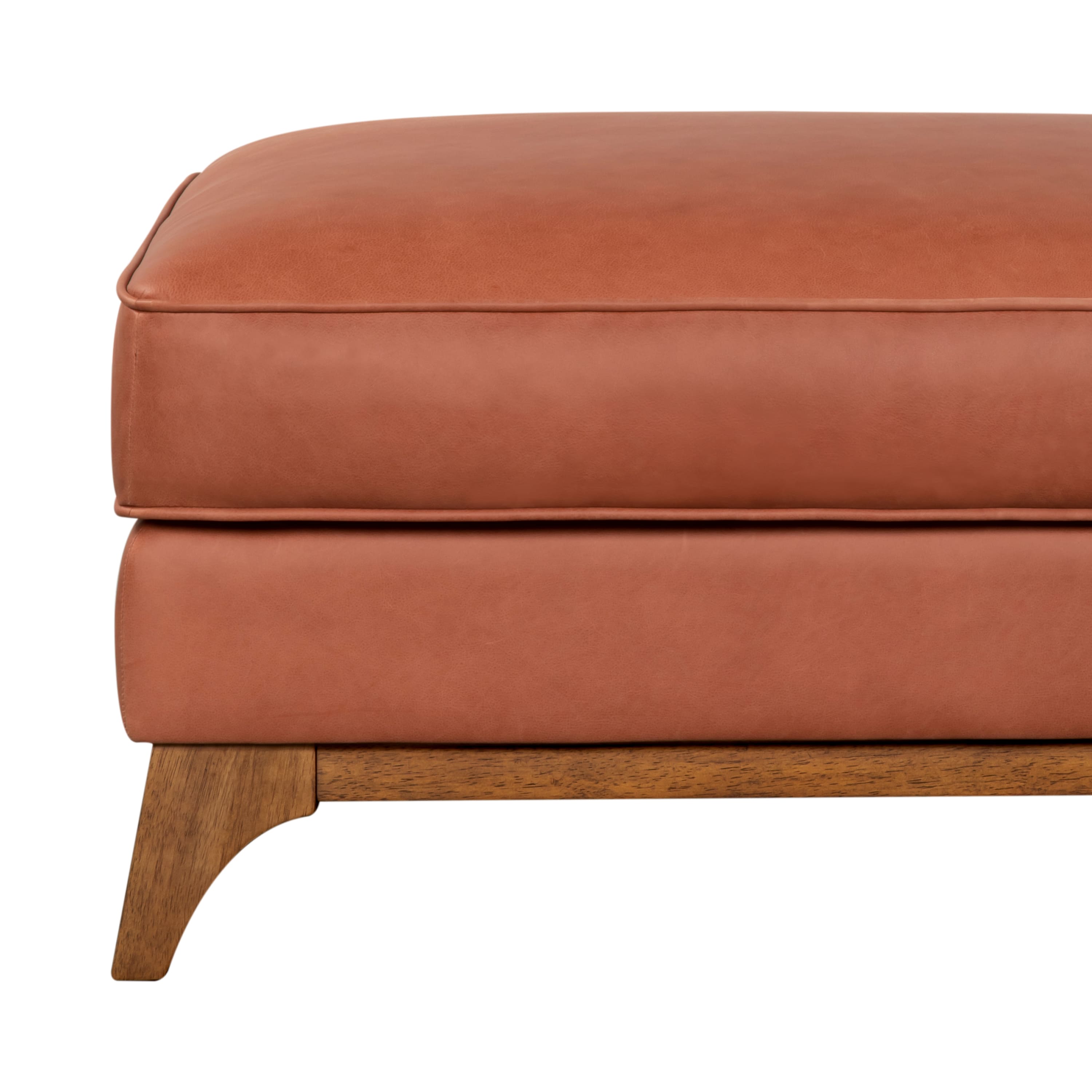 Avenue Chalk Leather Ottoman