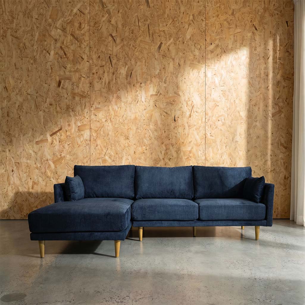 Marie Vogue Velvet Left Side Facing Chaise Lounge in Vogue Ocean | The Drop