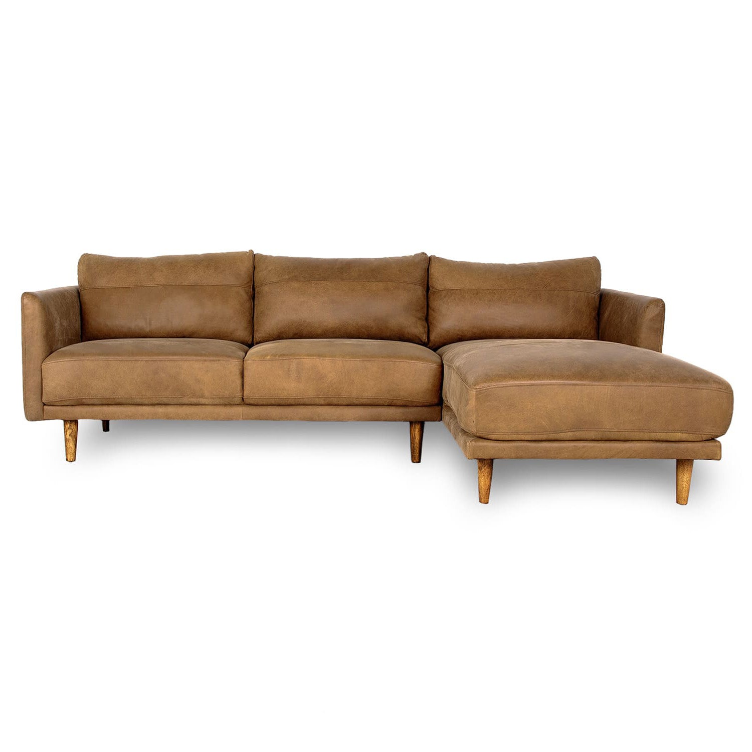 Jordie Leather Right Side Facing Chaise Lounge in Brumby Natural Online Warehouse Sale