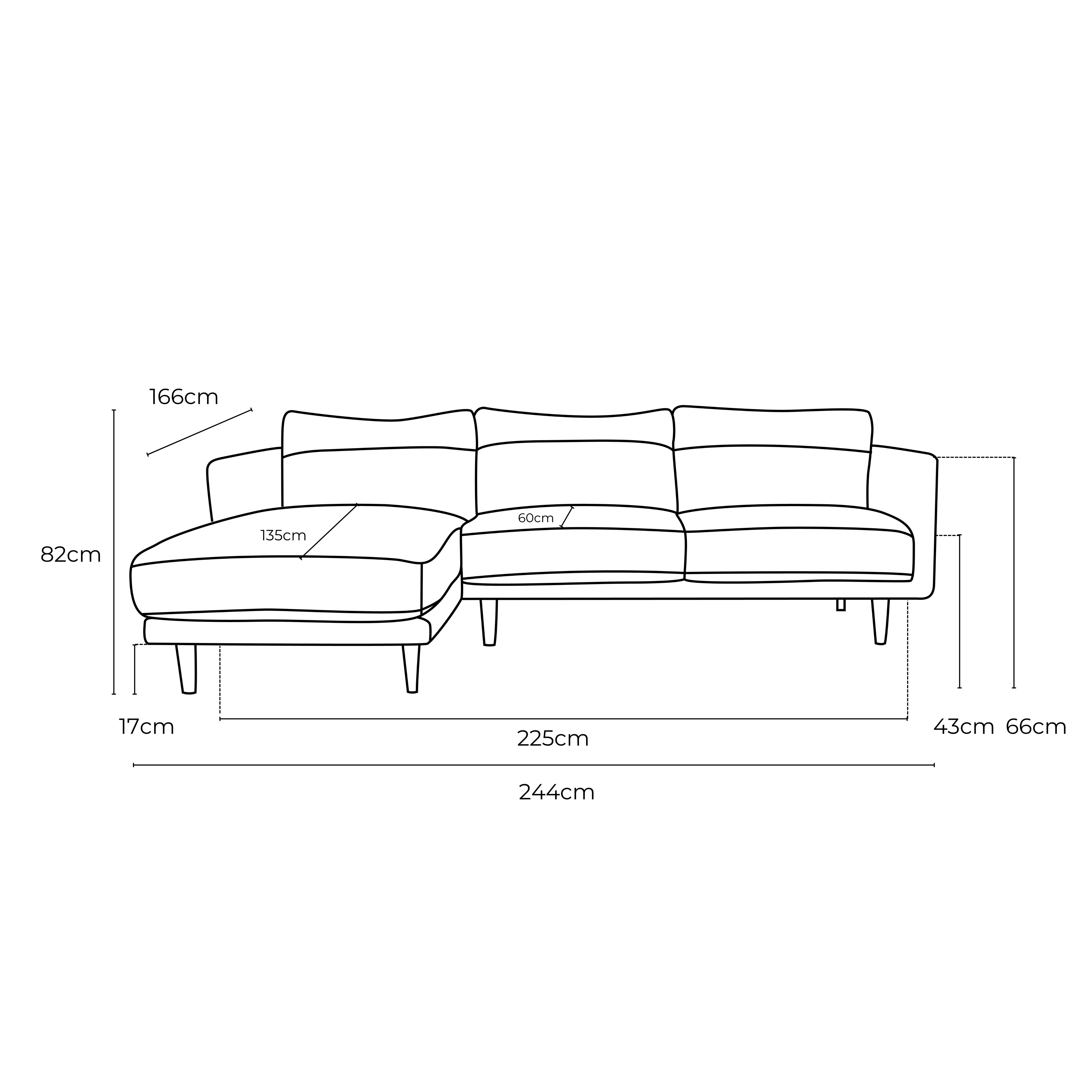 Jordie Leather Left Side Facing Chaise Lounge