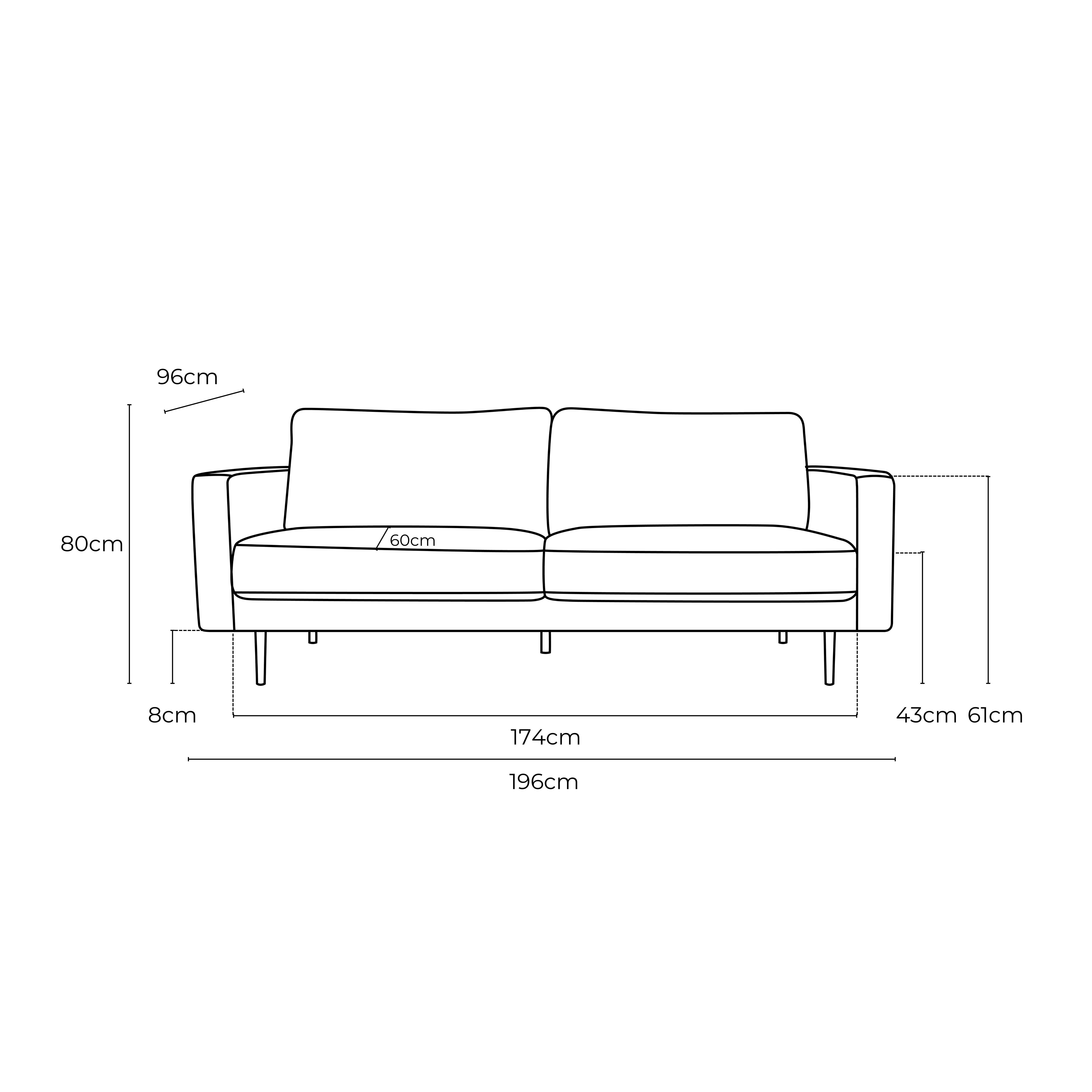 Salerno Fabric 3 Seat Sofa