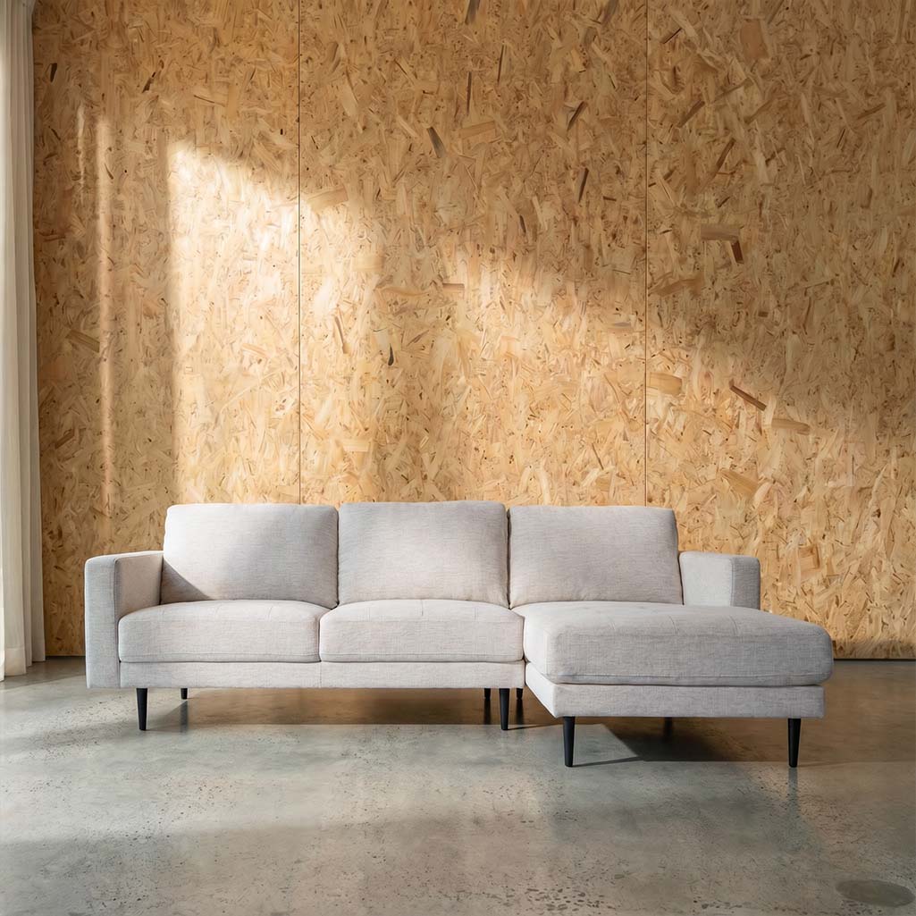 Salerno Fabric Right Side Facing Chaise Lounge in Sienna Natural | The Drop
