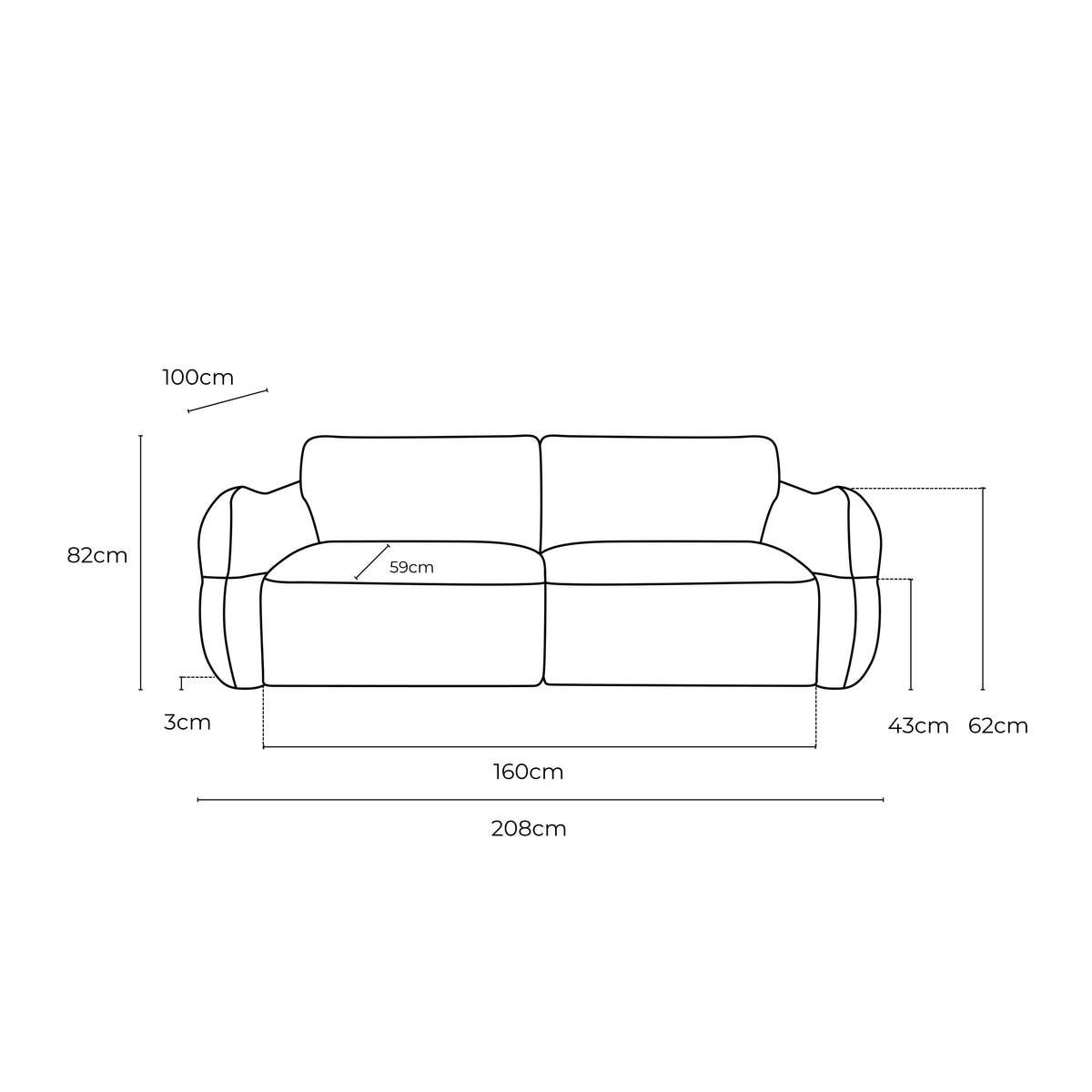 Saxon Fabric 3 Seat Sofa