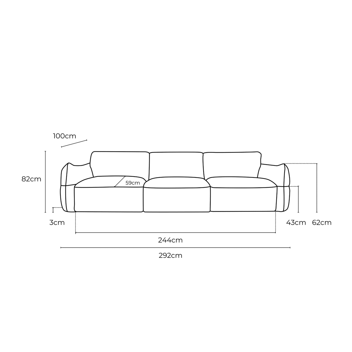 Saxon Fabric 1.5 Seat LAF + 1.5 Armless + 1.5 Seat RAF