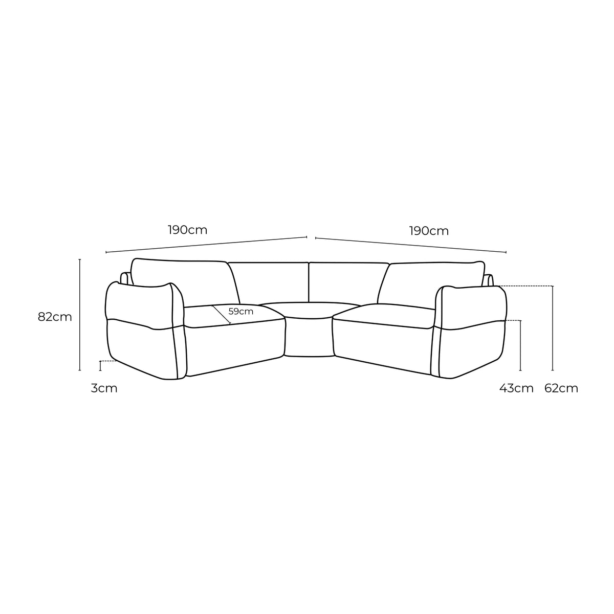 Saxon Fabric 1.5 Seat LAF + Wedge Corner + 1.5 Seat RAF