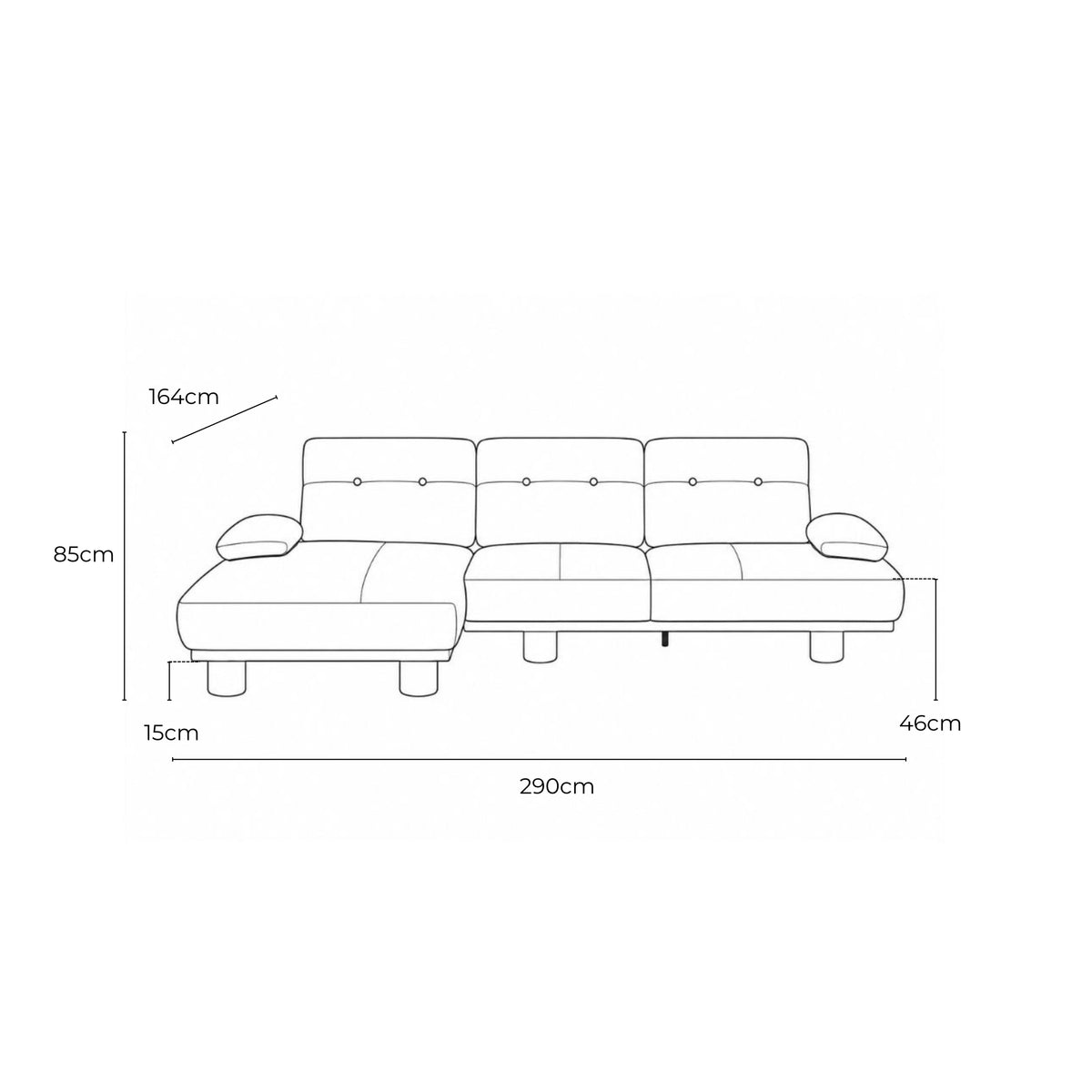 Stella Fabric Left Side Facing Chaise Lounge Sofa Bed