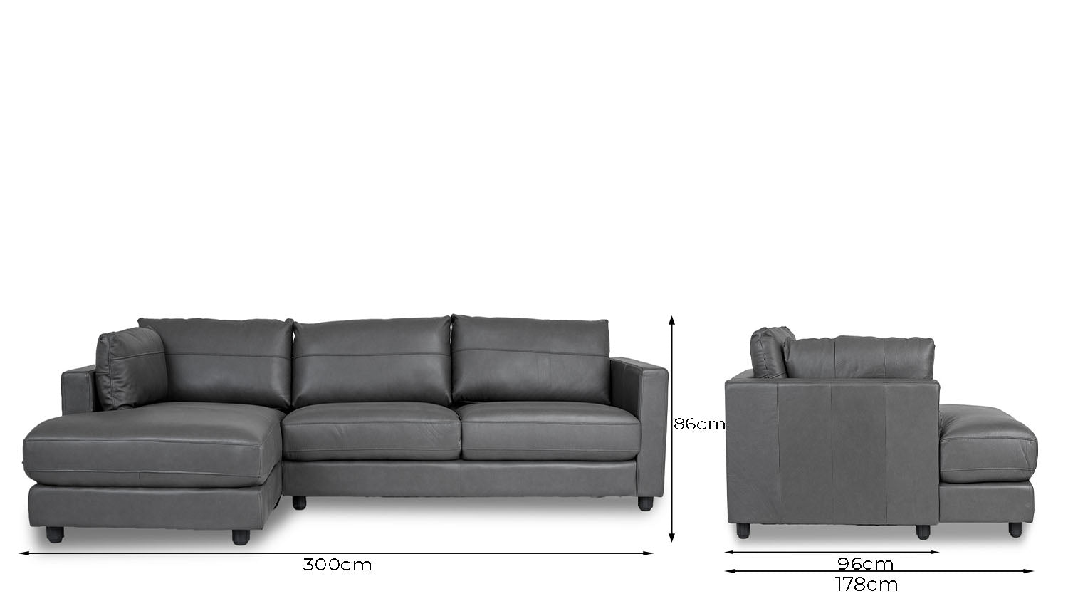 Madrid Leather Left Side Facing Chaise Lounge - Chaise & Modular from Secret Sofa - Just $2999.00! Shop now at Secret Sofa
