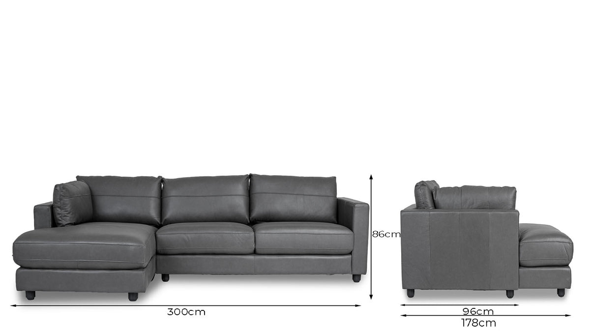 Madrid Leather Left Side Facing Chaise Lounge - Chaise &amp; Modular from Secret Sofa - Just $2999.00! Shop now at Secret Sofa